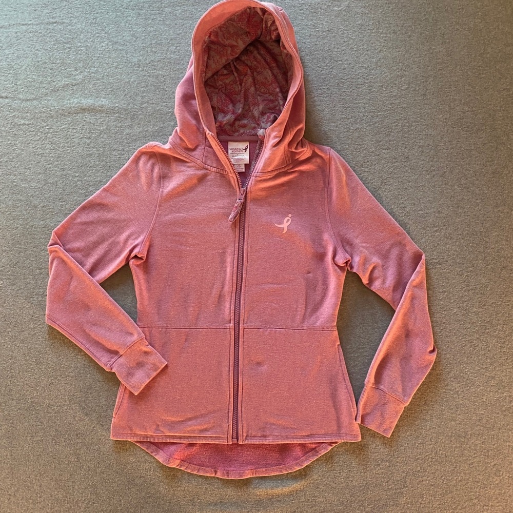 Earth Yoga Susan G. Komen Pink Full Zip Hoodie Thumbhole Cuffs Small A-16-222
